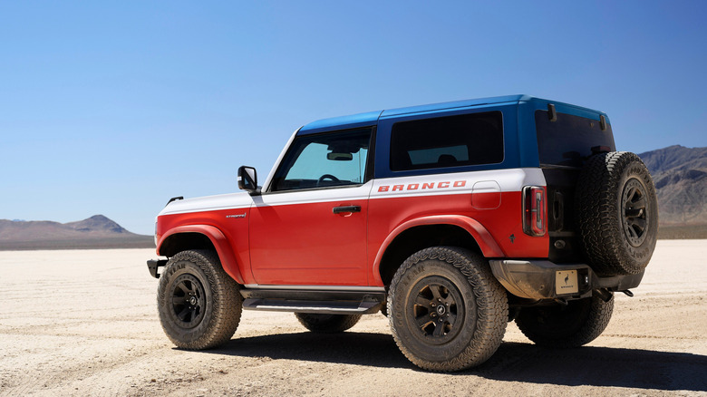 2025 Ford Bronco Stroppe Special Edition parked on salt flats, rear-left 3/4 view