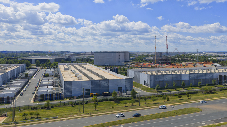 Aerial view of data centers in Ashburn, Virginia