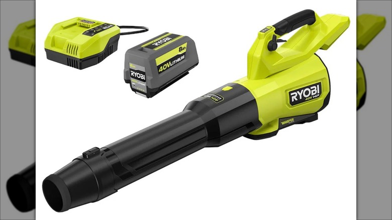 Ryobi 40V HP 800-cfm Whisper Series Blower with battery and charger
