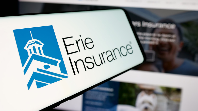Erie Insurance logo on a smartphone