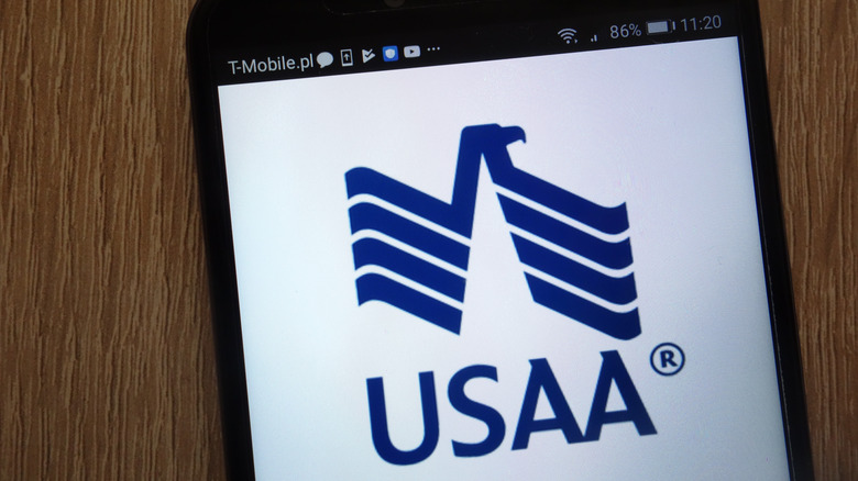 USAA Group logo on a smartphone