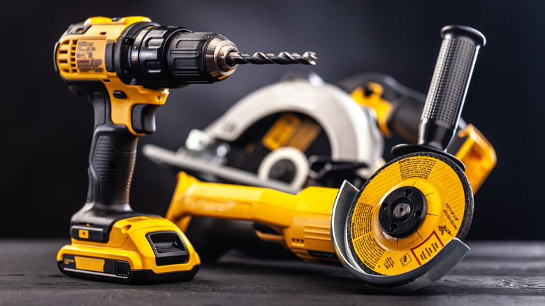 assorted yellow power tools