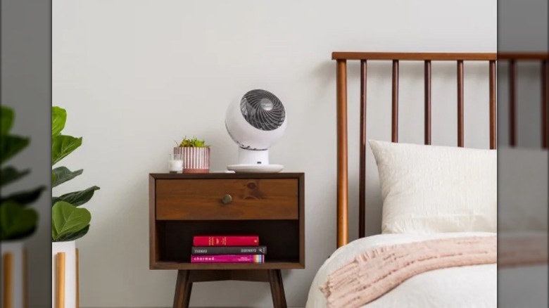 Woozoo Globe Fan On A Bedside Table