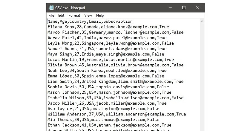 CSV file