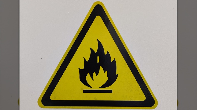 A sign warning of flammable material