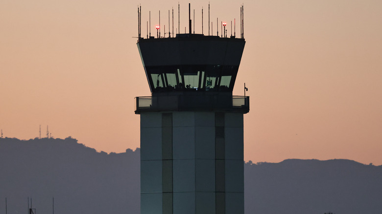 An airport's air traffic control tower.