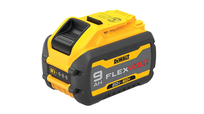DeWalt Flex Volt battery on plain background