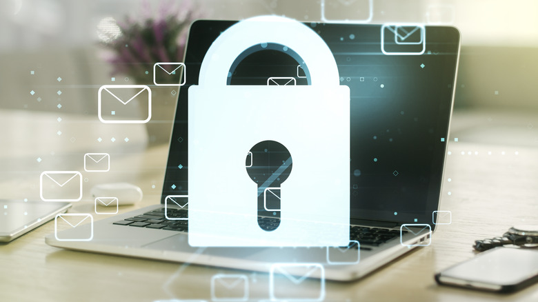 computer screen with lock illustration