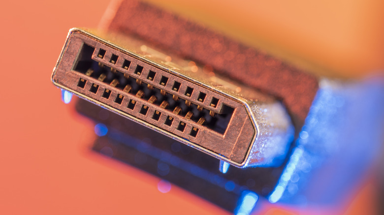 close up of DisplayPort cable