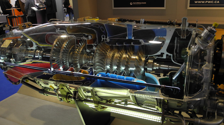 Cutaway view of Pratt & Whitney PT-6 engine