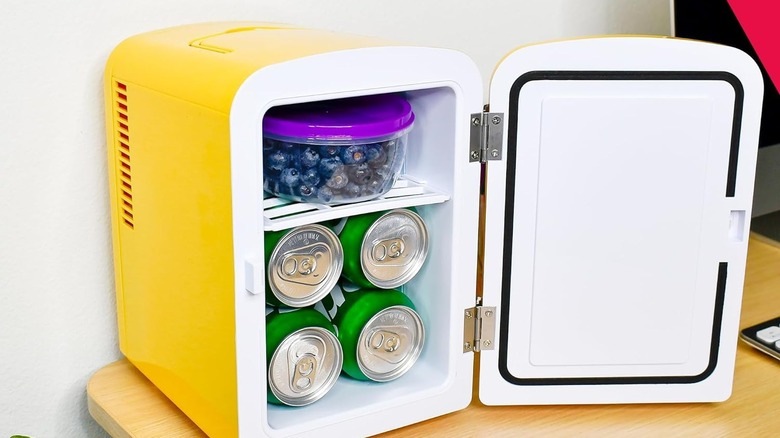 open yellow Frigidaire USB fridge