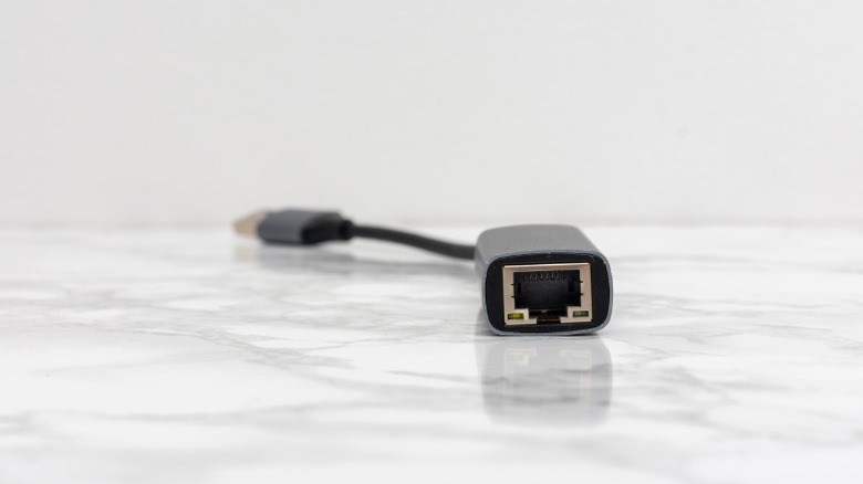A USB to Ethernet dongle