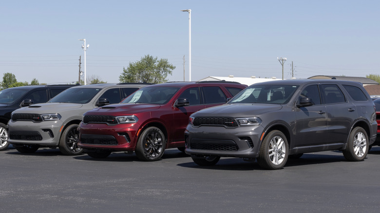 Dodge Durango SUVs alongside each other in a parking lot