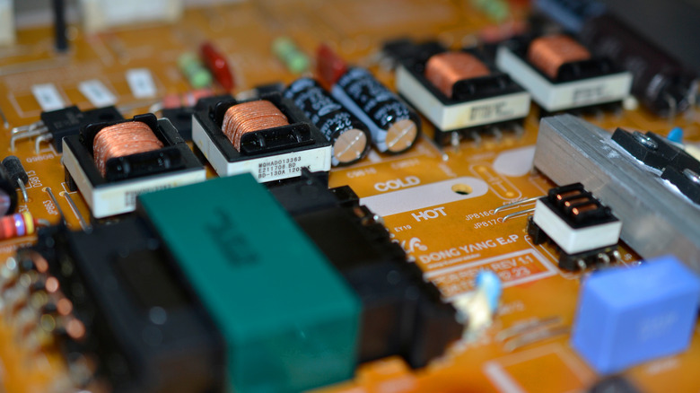 A closeup shot of a smart TV circuit