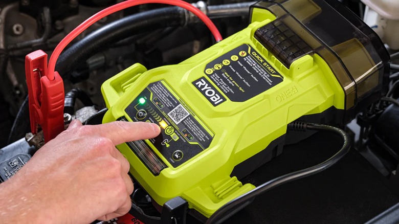 Ryobi 18V One+ Jump Starter in use