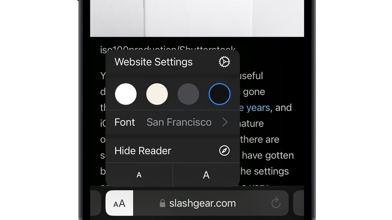 Safari Reader mode on iPhone 
