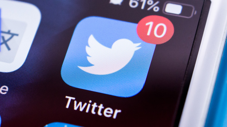 Notification alert on the Twitter mobile app. 