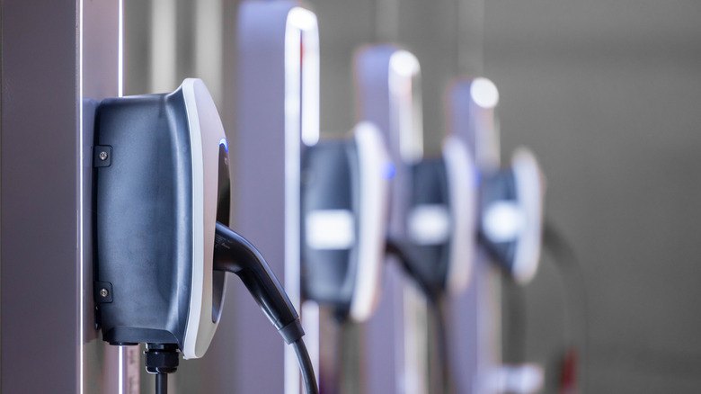 Photo of multiple EV chargers in a row