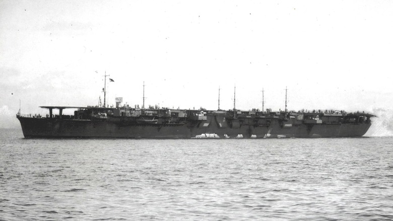 ijn chitose aircraft carrier ocean black white photo