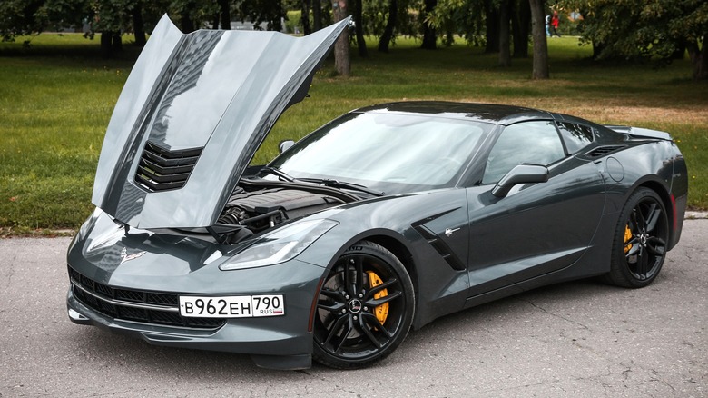 C7 Corvette with hood up