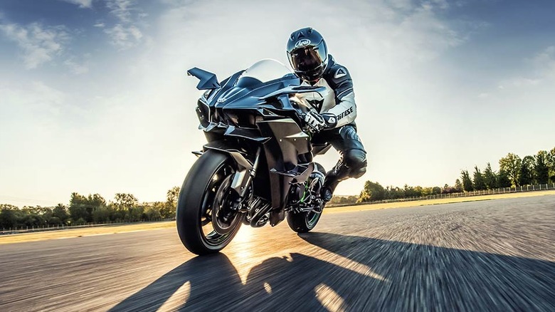 Kawasaki Ninja H2R on the racetrack