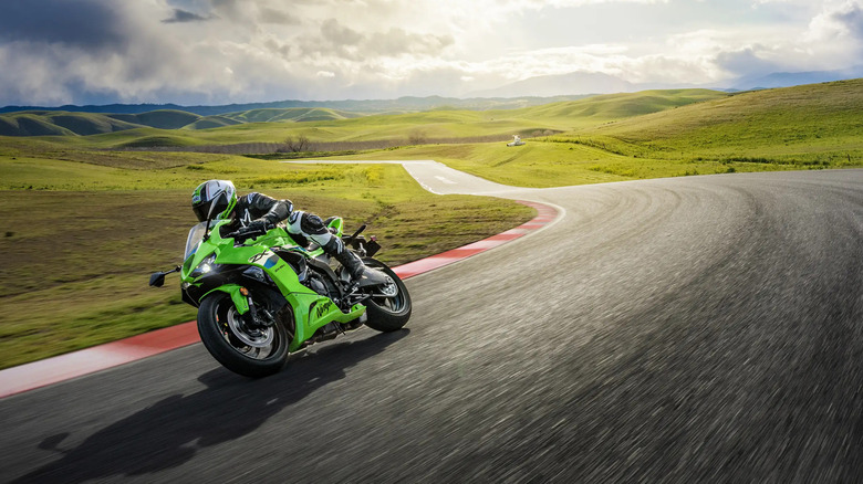 Kawasaki Ninja ZX-6R on a racetrack