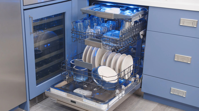 A loaded Thermador dishwasher