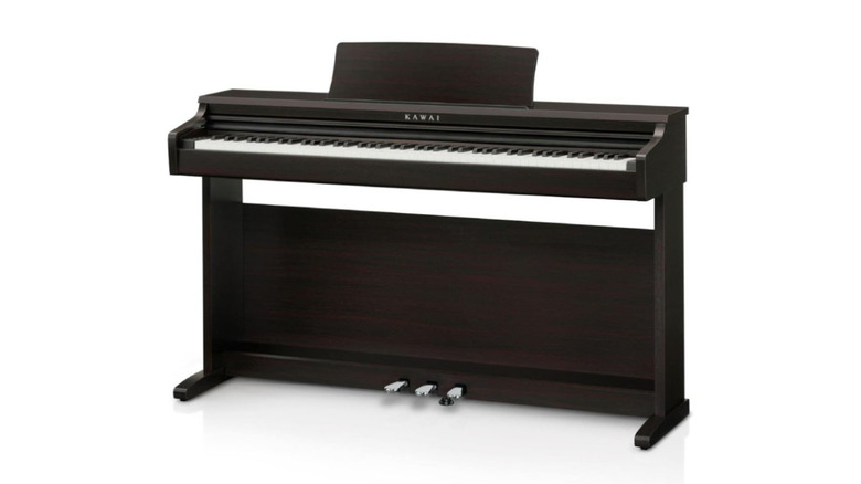A Kawai KDP120 digital piano on a white background.