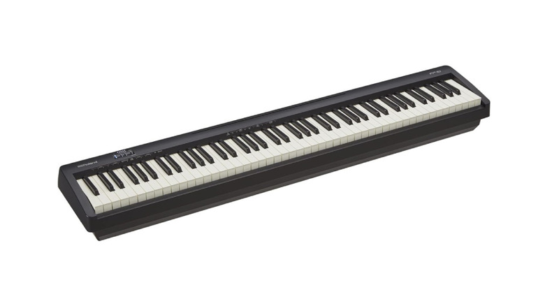 A Roland FP-10 88-key digital piano on a white background.