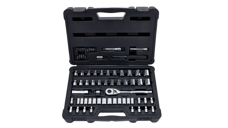 A Stanley socket set in a black case.