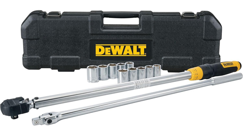 A DeWalt torque wrench set with a carrying case