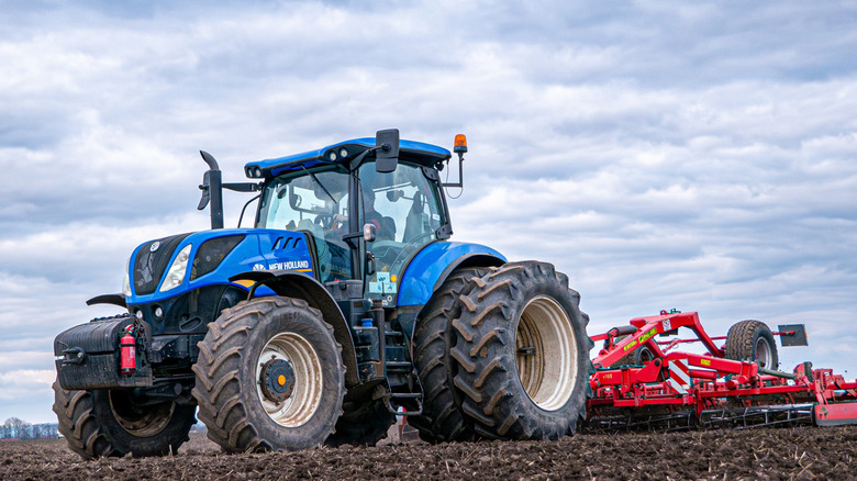 A New Holland tractor