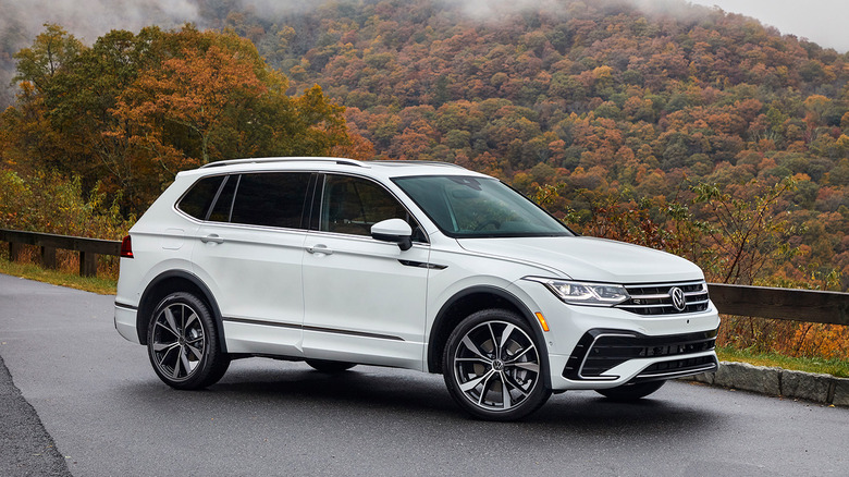 A white Volkswagen Tiguan parked