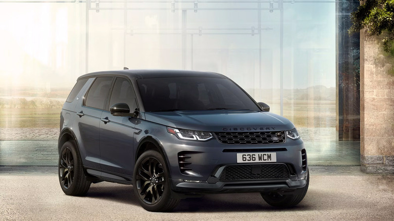 A gray Land Rover Discovery Sport parked