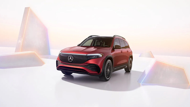 A red Mercedes-Benz EQB