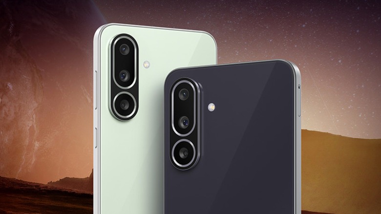 Black and white variants of the Samsung Galaxy M56 5G phone