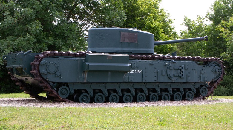Churchill tank on show outdoors
