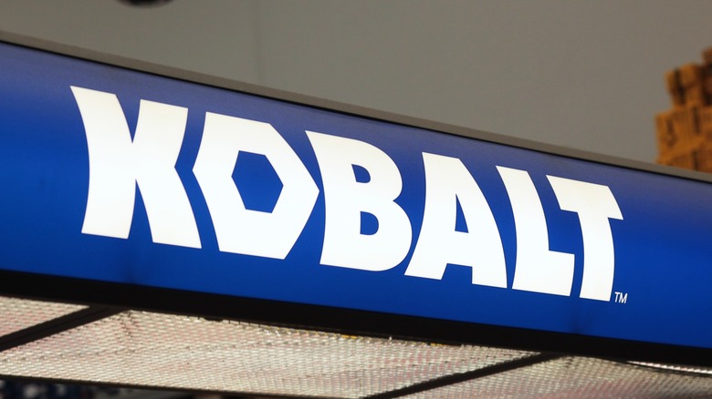 The Kobalt logo on display inside a Lowe's.