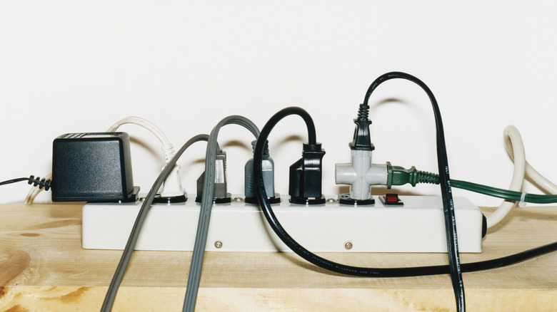 Extension cord with a bunch of plugs