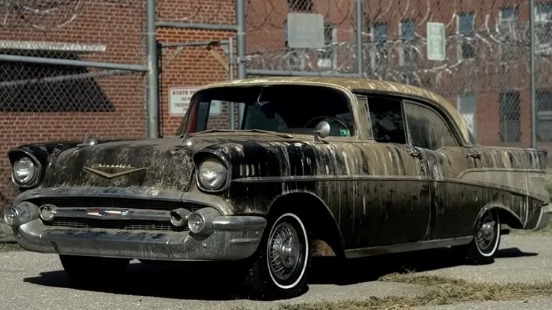 Front-quarter view of a '57 Chevy Bel Air