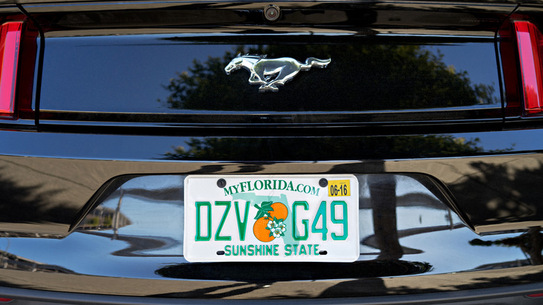 A Mustang with a Florida license plate.