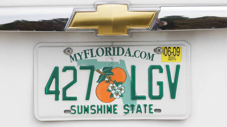 Florida license plate on Chevy