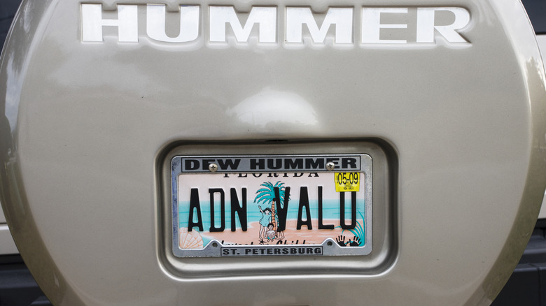 H2 Hummer with vanity plate and license plate cover