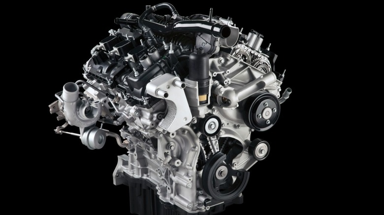 2016 Ford F-150 2.7-liter EcoBoost Nano V6 engine on black background