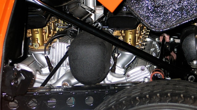 The engine of Frank Sinatra's Lamborghini Miura.