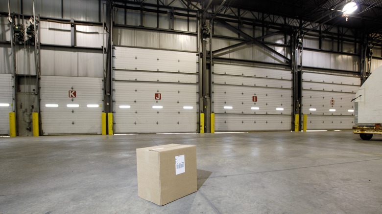 lone box in warehouse