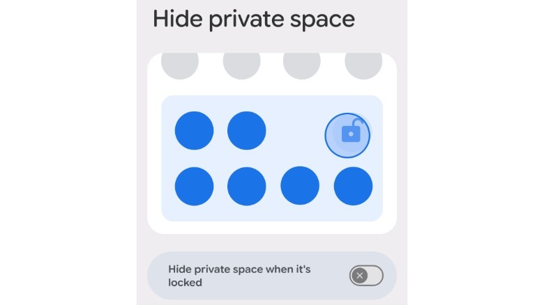 Private Space settings on Android 16
