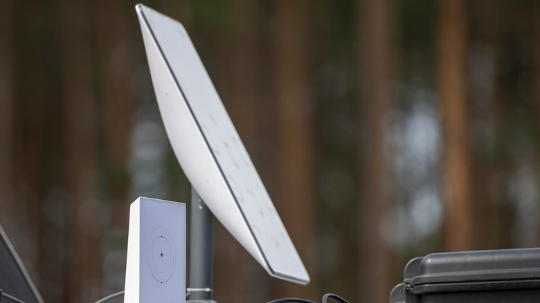 Starlink's satellite internet equipment placed outside a home