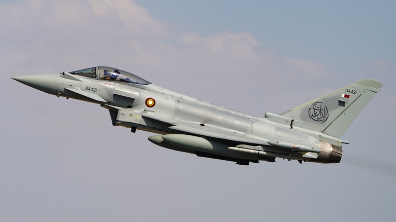 A Eurofighter Typhoon flying.