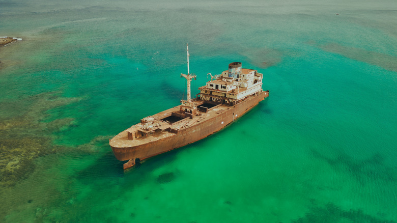 Abandoned ship off the coast of Lanzarote